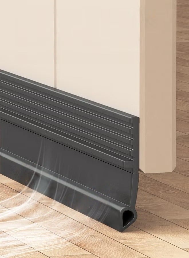 Door Draft Stopper Door Bottom Seal Strip 100cm Door Bottom Sealing Strip Windproof and Dustproof Door Gap Seal Sound Insulation Sticker Door Sweep for Exterior & Interior Doors (Black) - Image 1